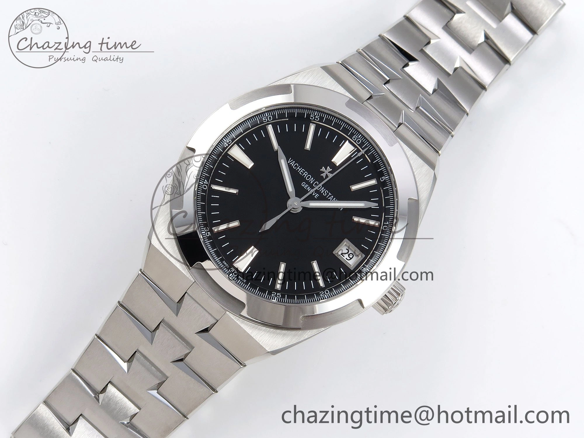 Overseas 4500V SS MKSF 1:1 Best Edition Black Dial on SS Bracelet A5100