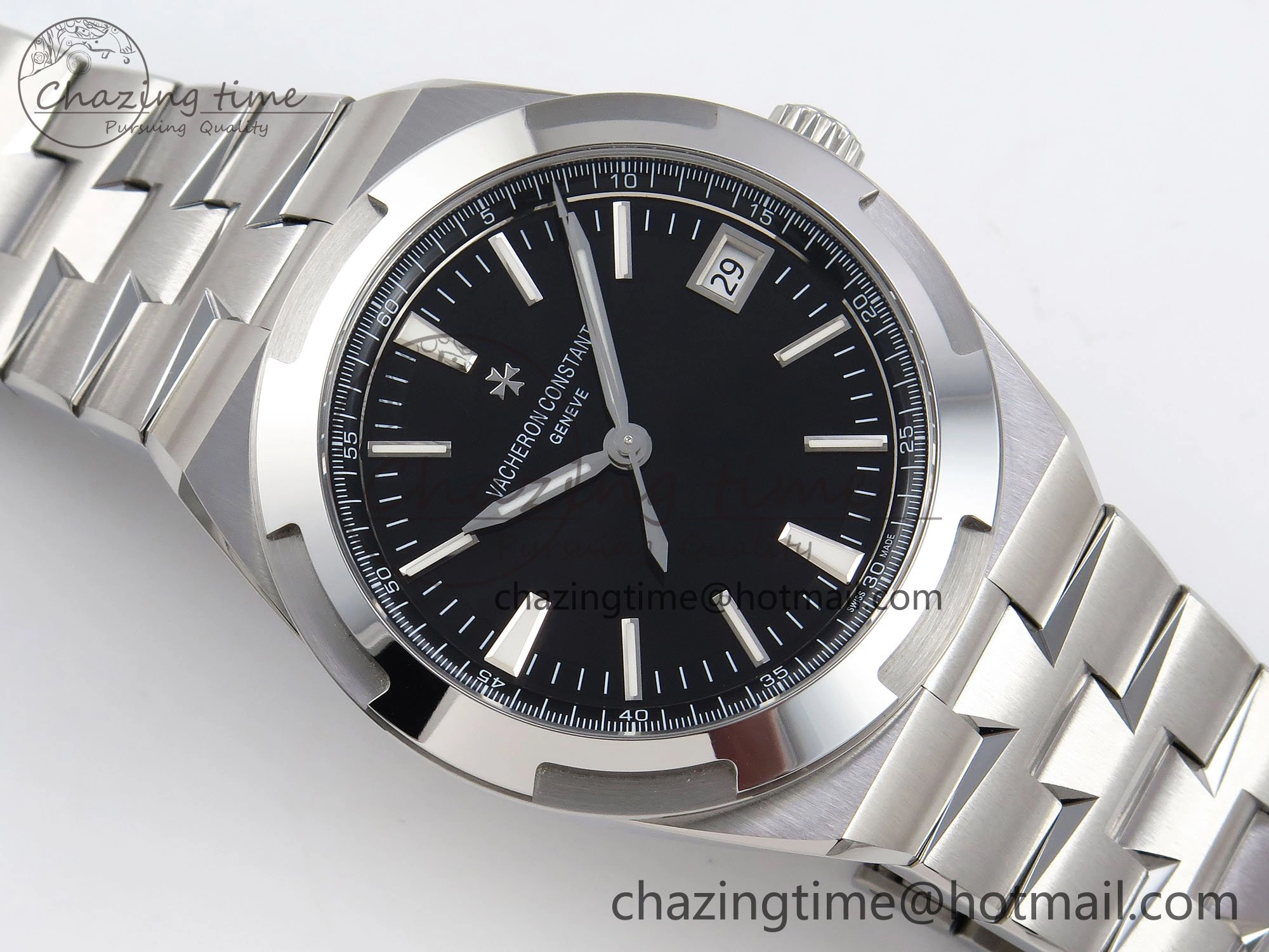 Overseas 4500V SS MKSF 1:1 Best Edition Black Dial on SS Bracelet A5100