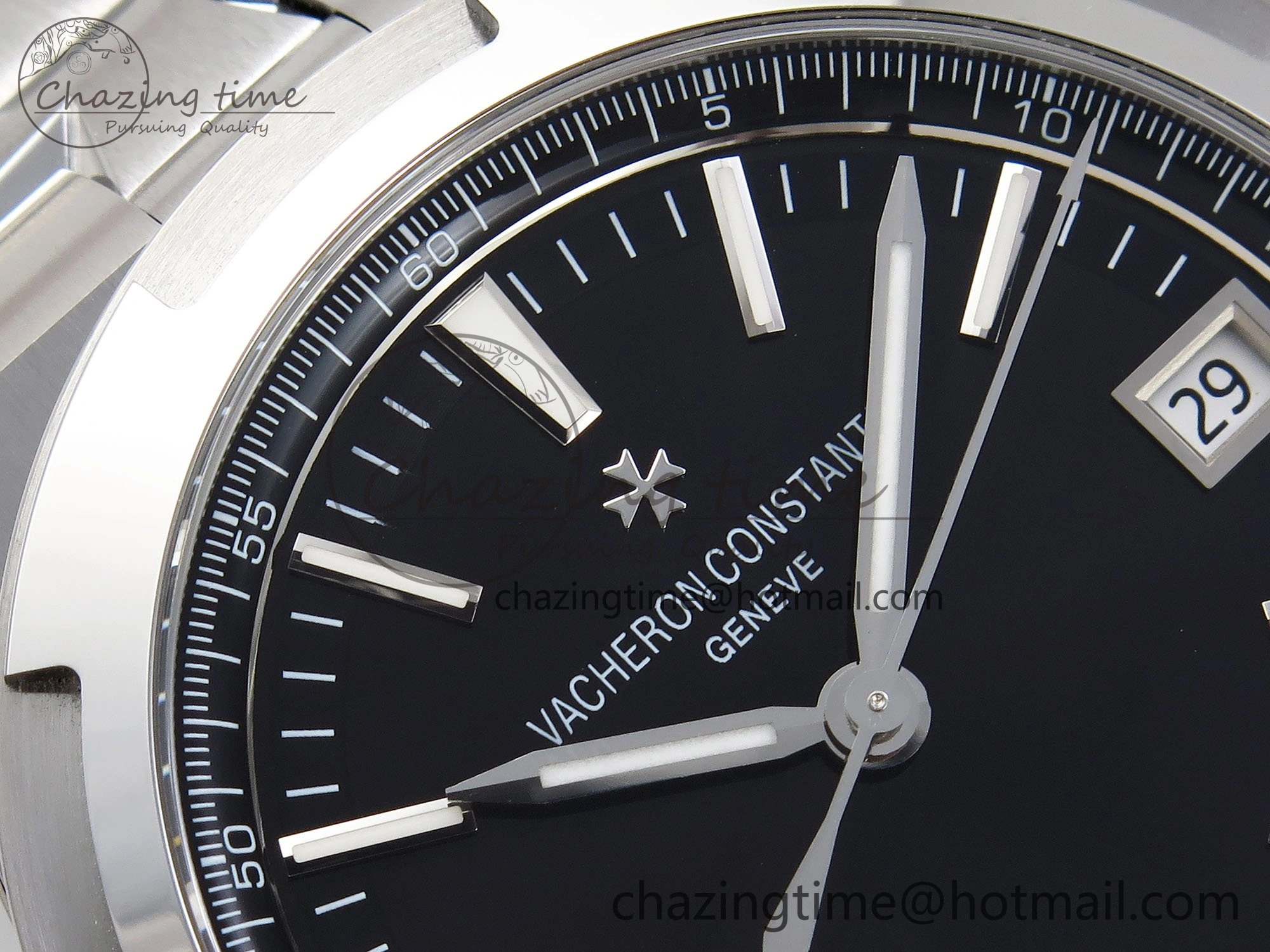 Overseas 4500V SS MKSF 1:1 Best Edition Black Dial on SS Bracelet A5100
