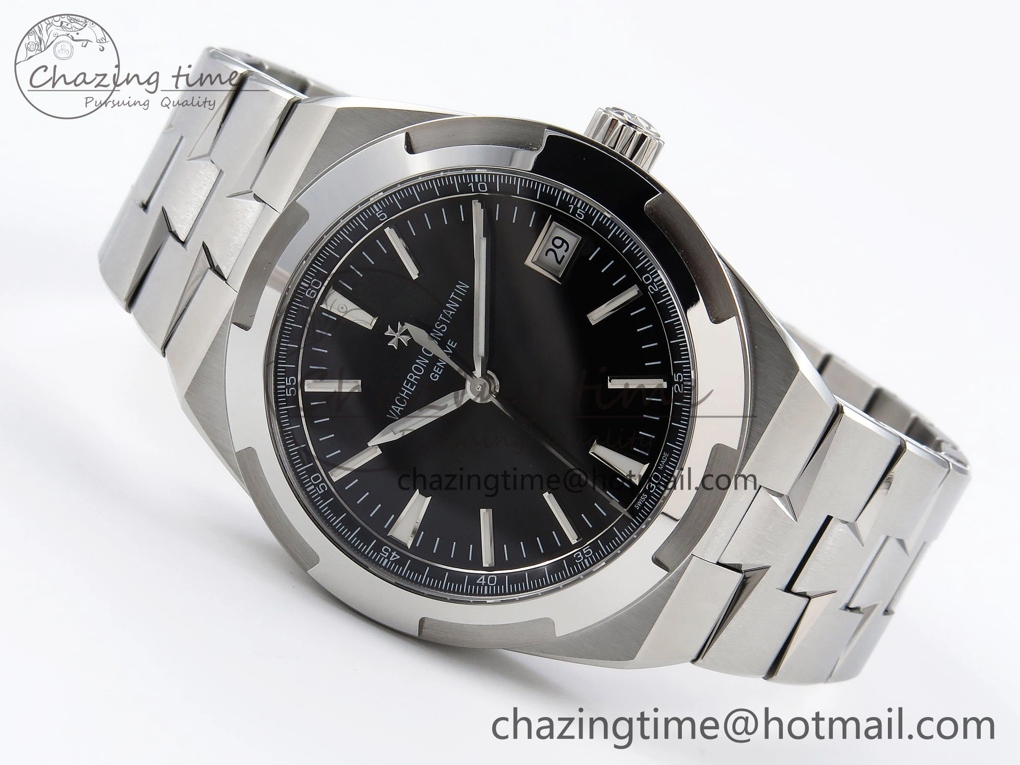 Overseas 4500V SS MKSF 1:1 Best Edition Black Dial on SS Bracelet A5100