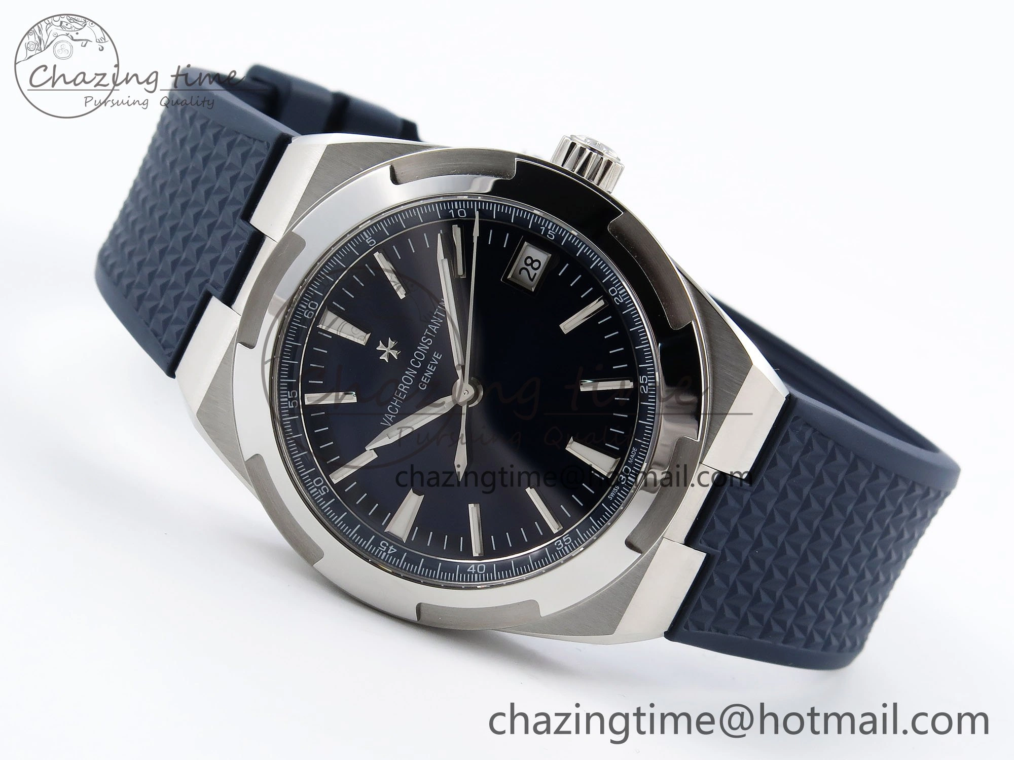 Overseas 4500V SS MKSF 1:1 Best Edition Blue Dial on Blue Rubber Strap A5100