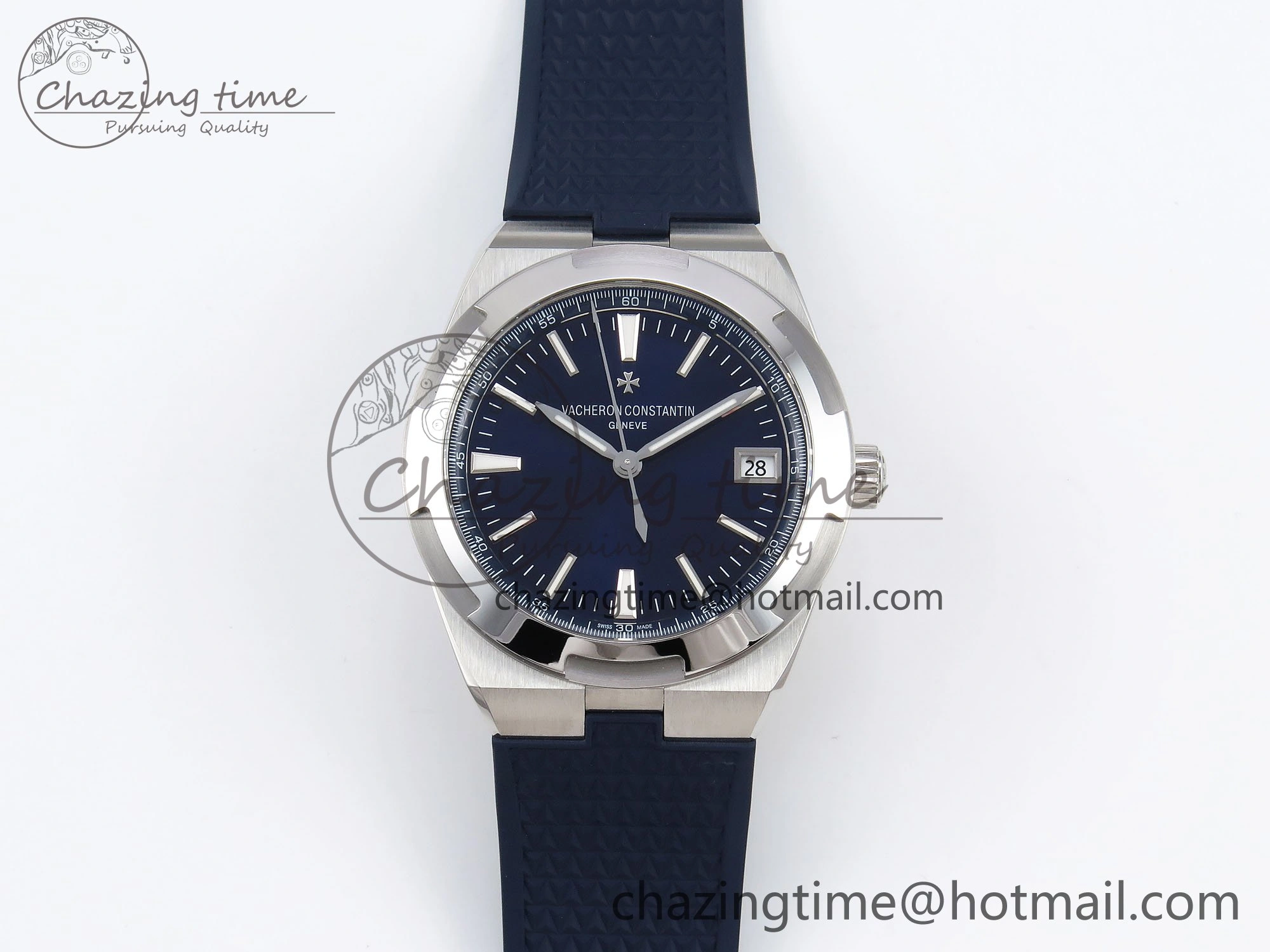 Overseas 4500V SS MKSF 1:1 Best Edition Blue Dial on Blue Rubber Strap A5100
