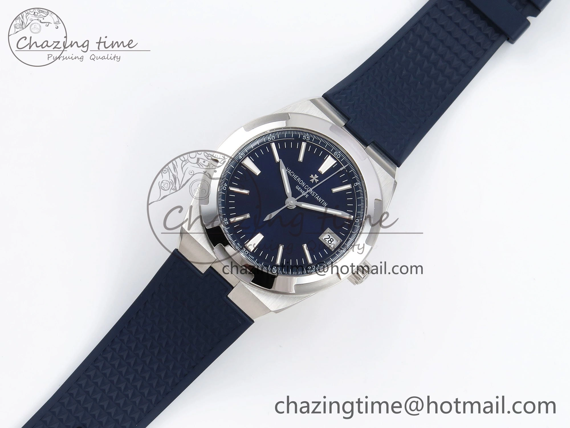 Overseas 4500V SS MKSF 1:1 Best Edition Blue Dial on Blue Rubber Strap A5100