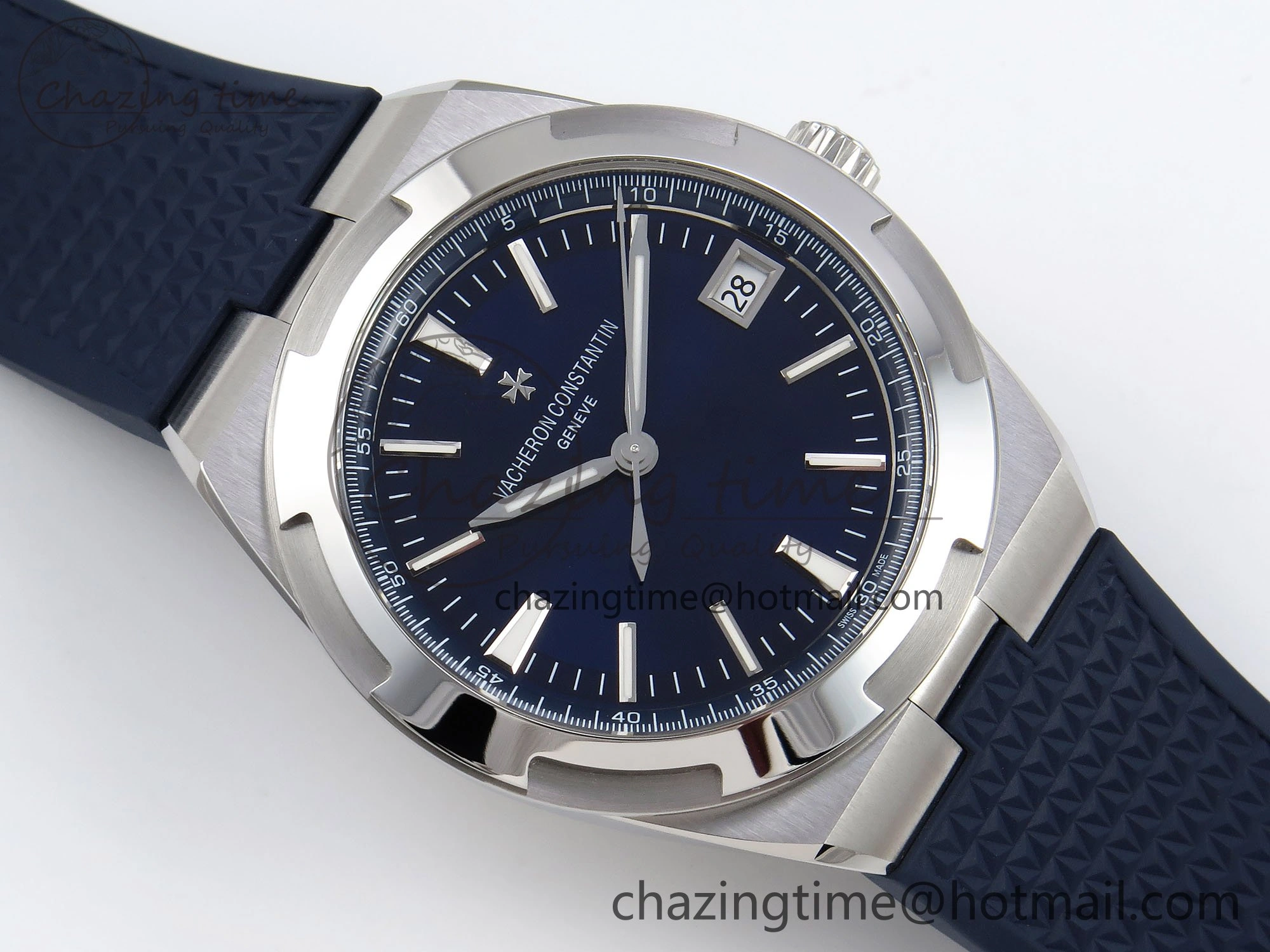 Overseas 4500V SS MKSF 1:1 Best Edition Blue Dial on Blue Rubber Strap A5100