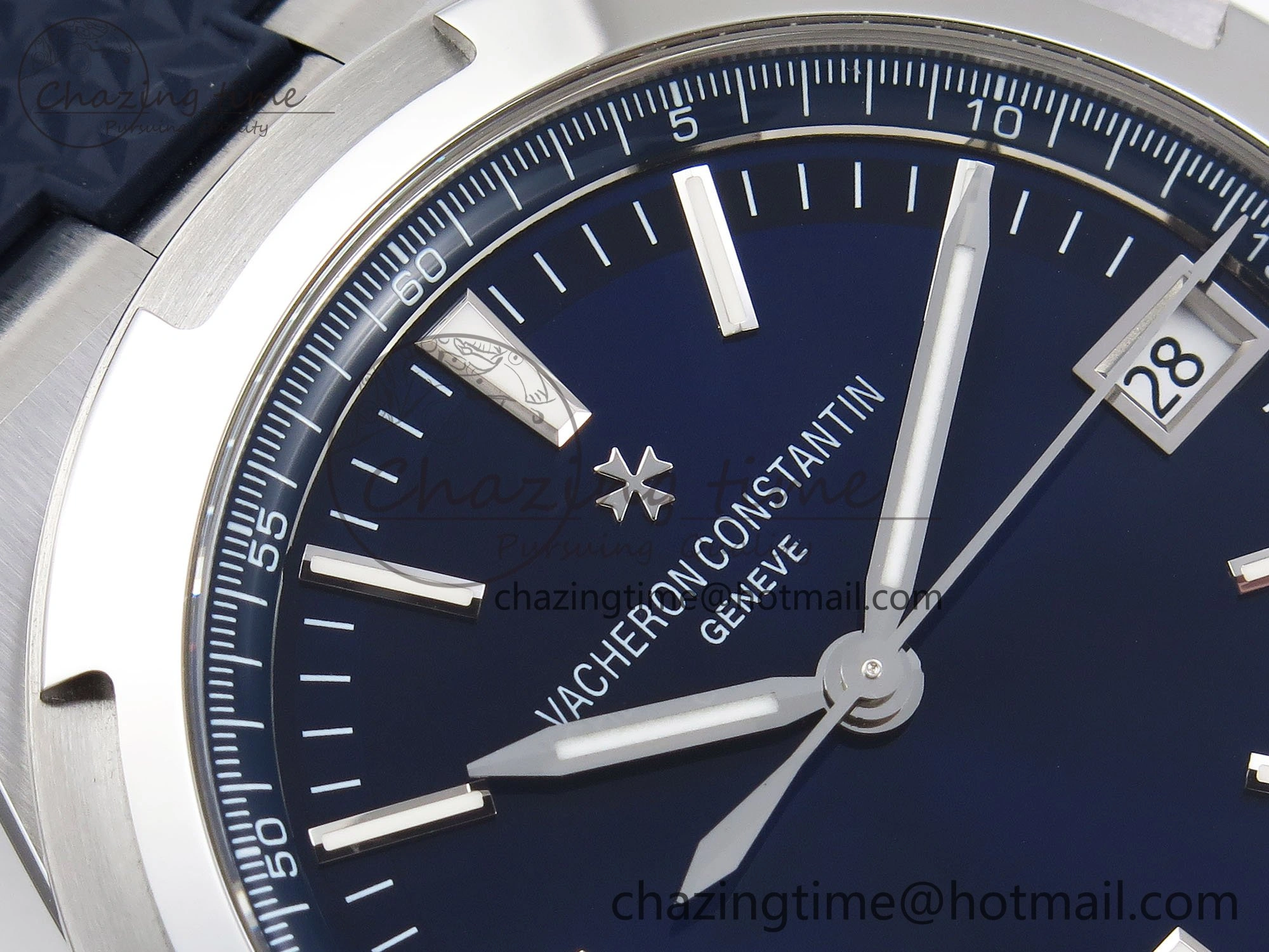 Overseas 4500V SS MKSF 1:1 Best Edition Blue Dial on Blue Rubber Strap A5100