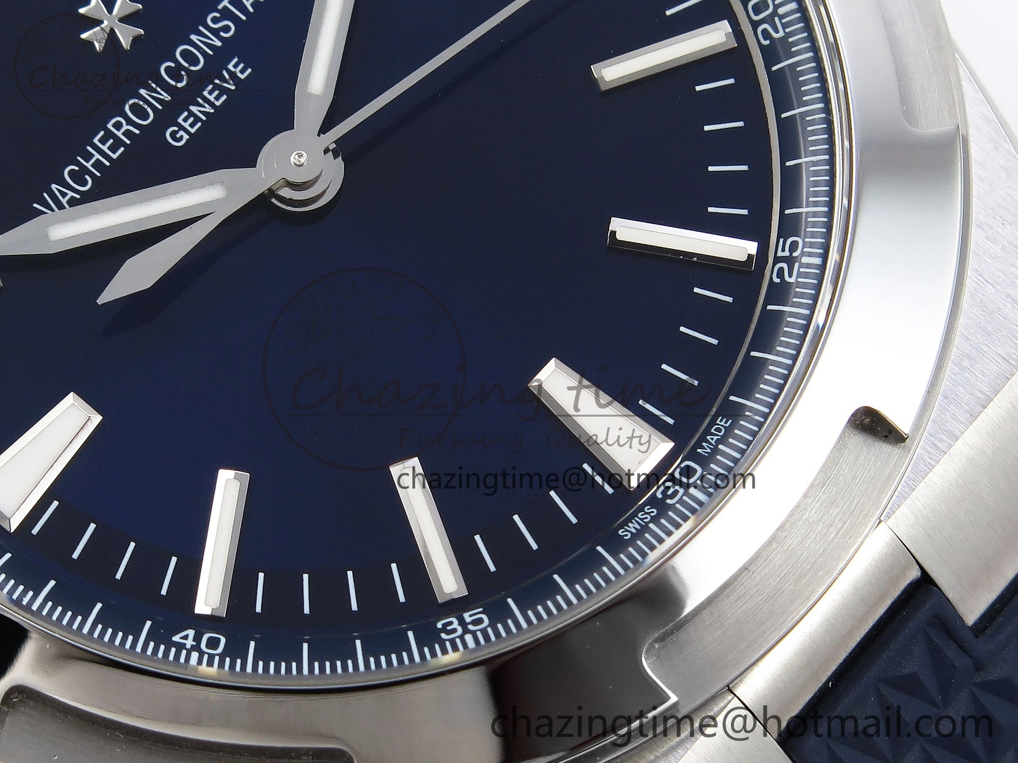 Overseas 4500V SS MKSF 1:1 Best Edition Blue Dial on Blue Rubber Strap A5100