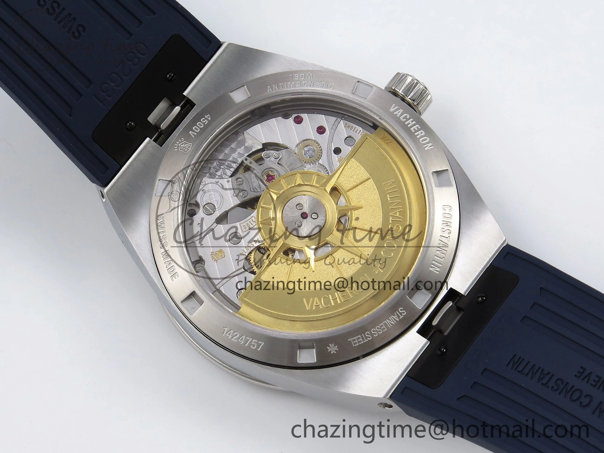 Overseas 4500V SS MKSF 1:1 Best Edition Blue Dial on Blue Rubber Strap A5100