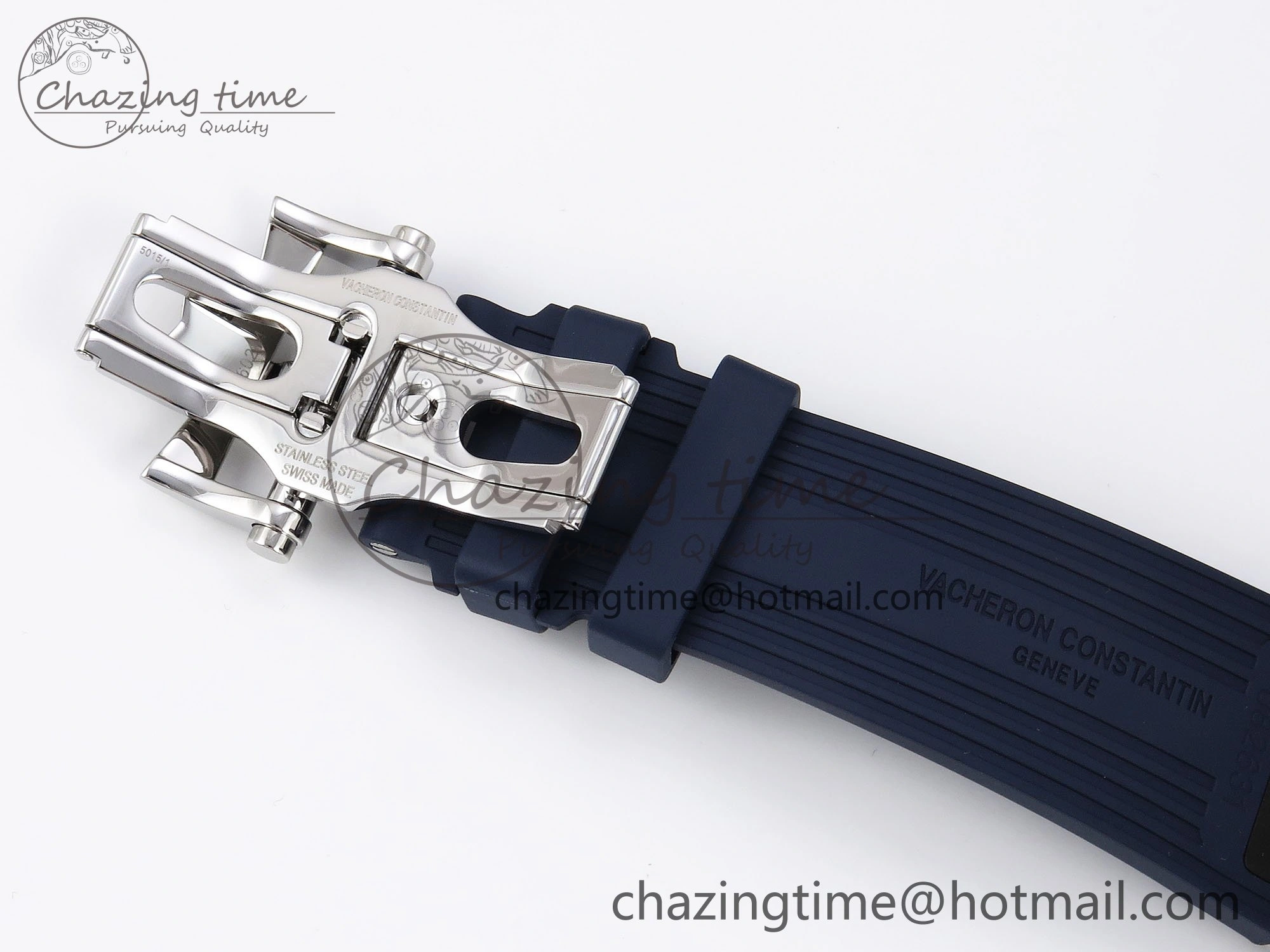 Overseas 4500V SS MKSF 1:1 Best Edition Blue Dial on Blue Rubber Strap A5100
