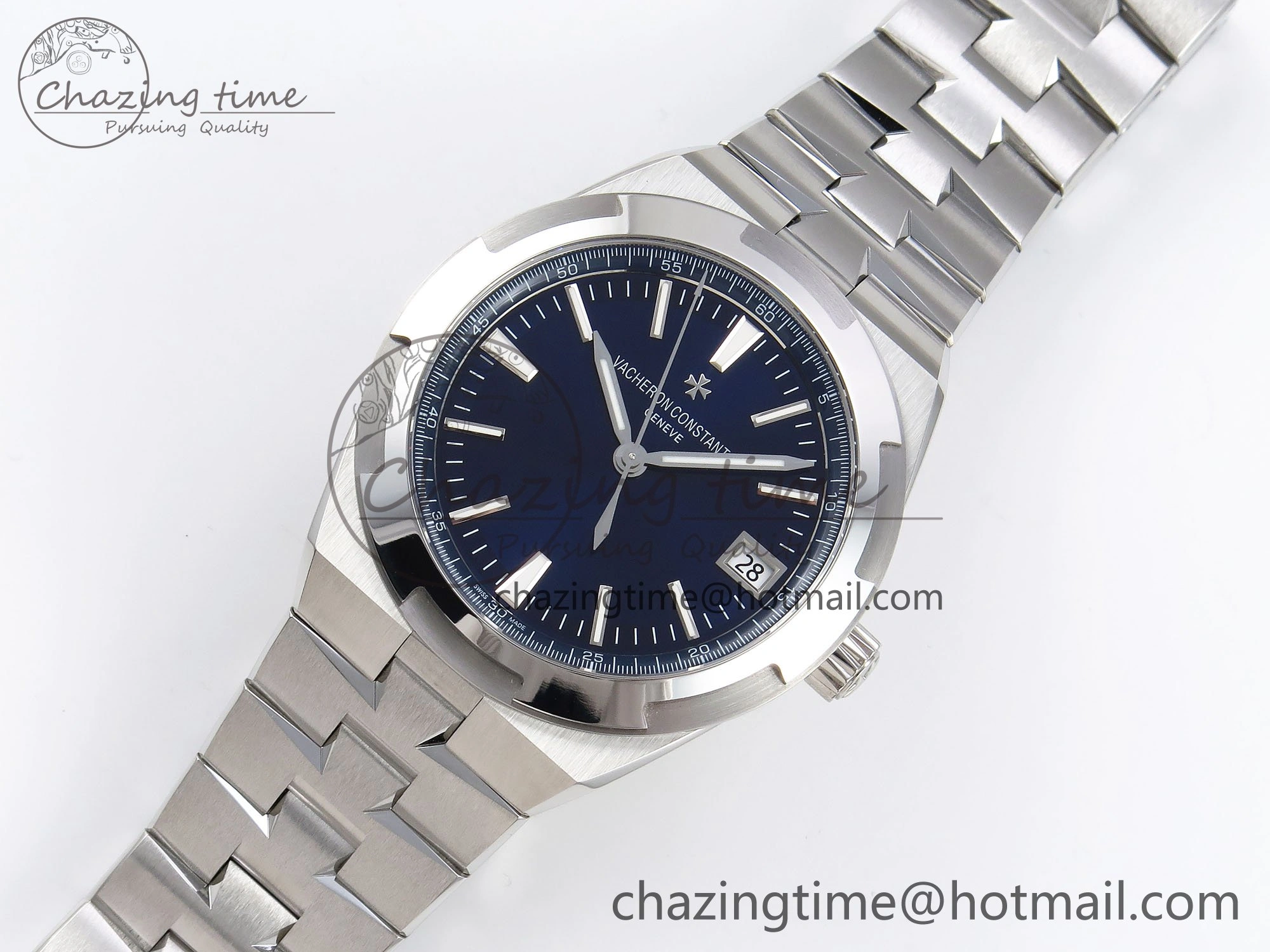 Overseas 4500V SS MKSF 1:1 Best Edition Blue Dial on SS Bracelet A5100