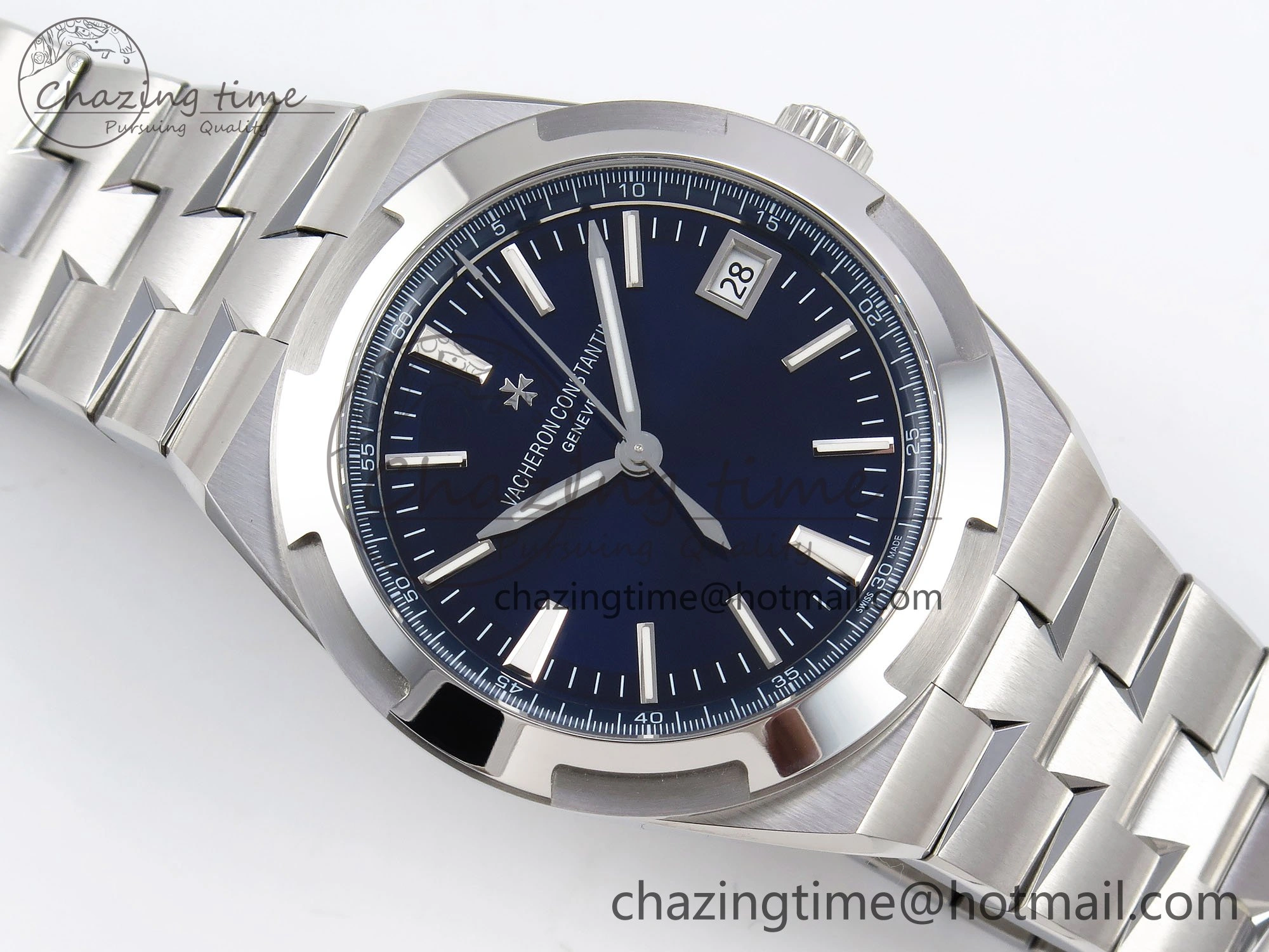 Overseas 4500V SS MKSF 1:1 Best Edition Blue Dial on SS Bracelet A5100