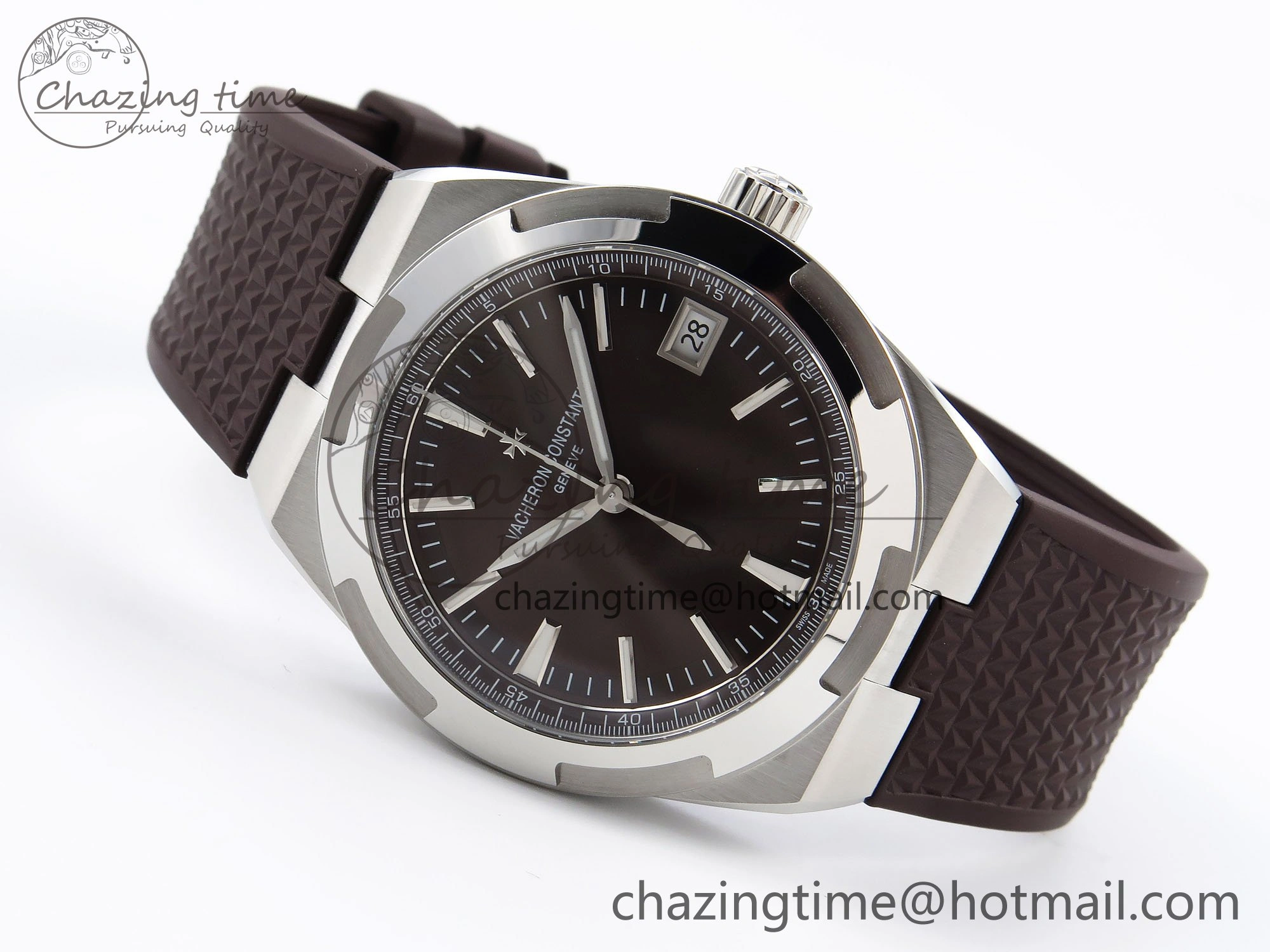 Overseas 4500V SS MKSF 1:1 Best Edition Brown Dial on Brown Rubber Strap A5100