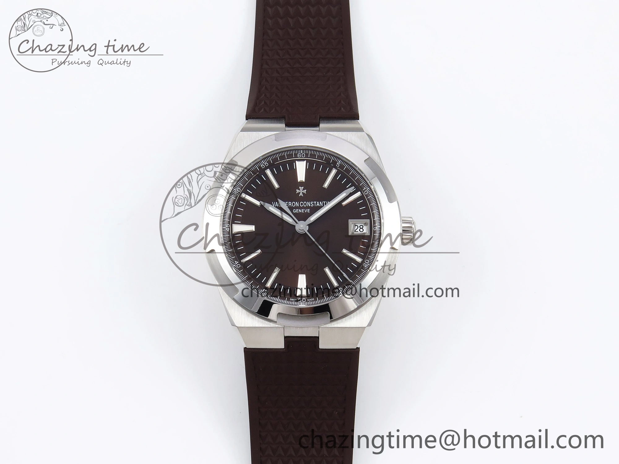Overseas 4500V SS MKSF 1:1 Best Edition Brown Dial on Brown Rubber Strap A5100