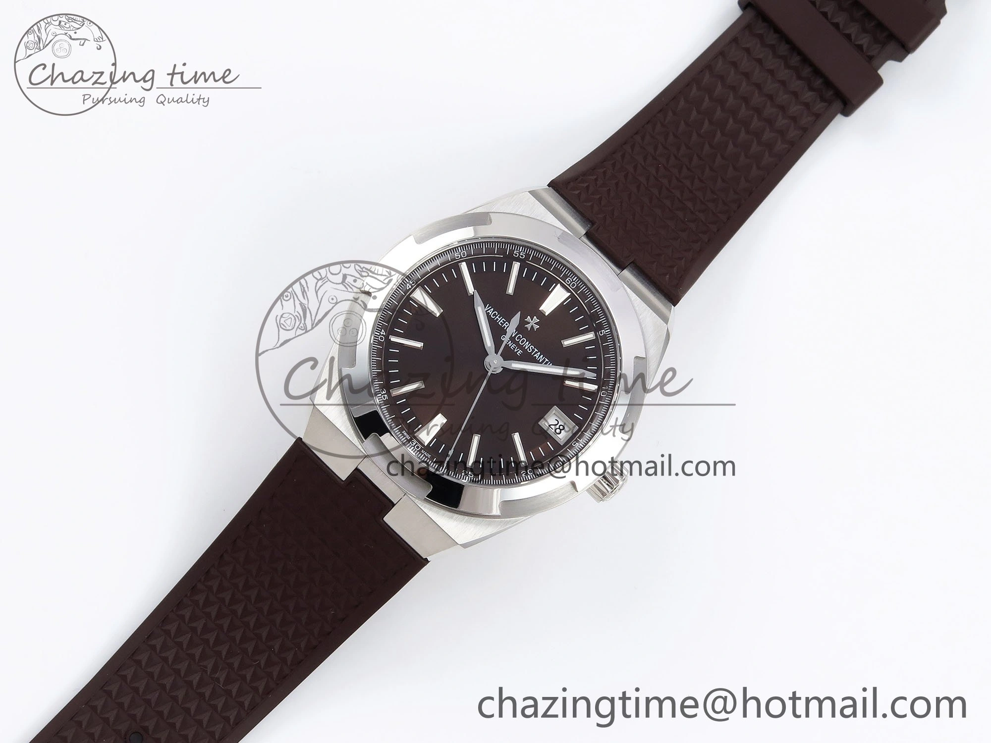 Overseas 4500V SS MKSF 1:1 Best Edition Brown Dial on Brown Rubber Strap A5100