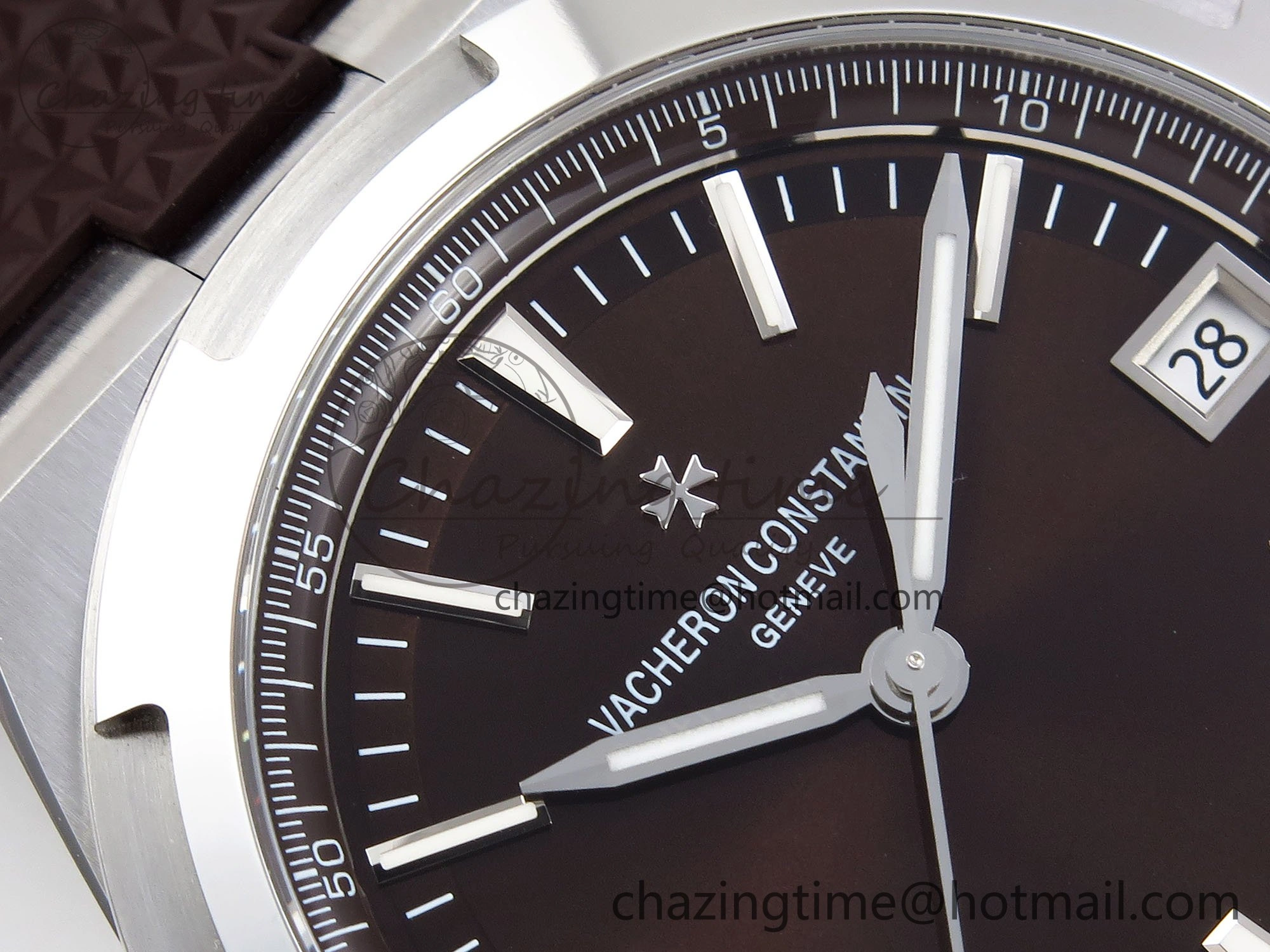Overseas 4500V SS MKSF 1:1 Best Edition Brown Dial on Brown Rubber Strap A5100