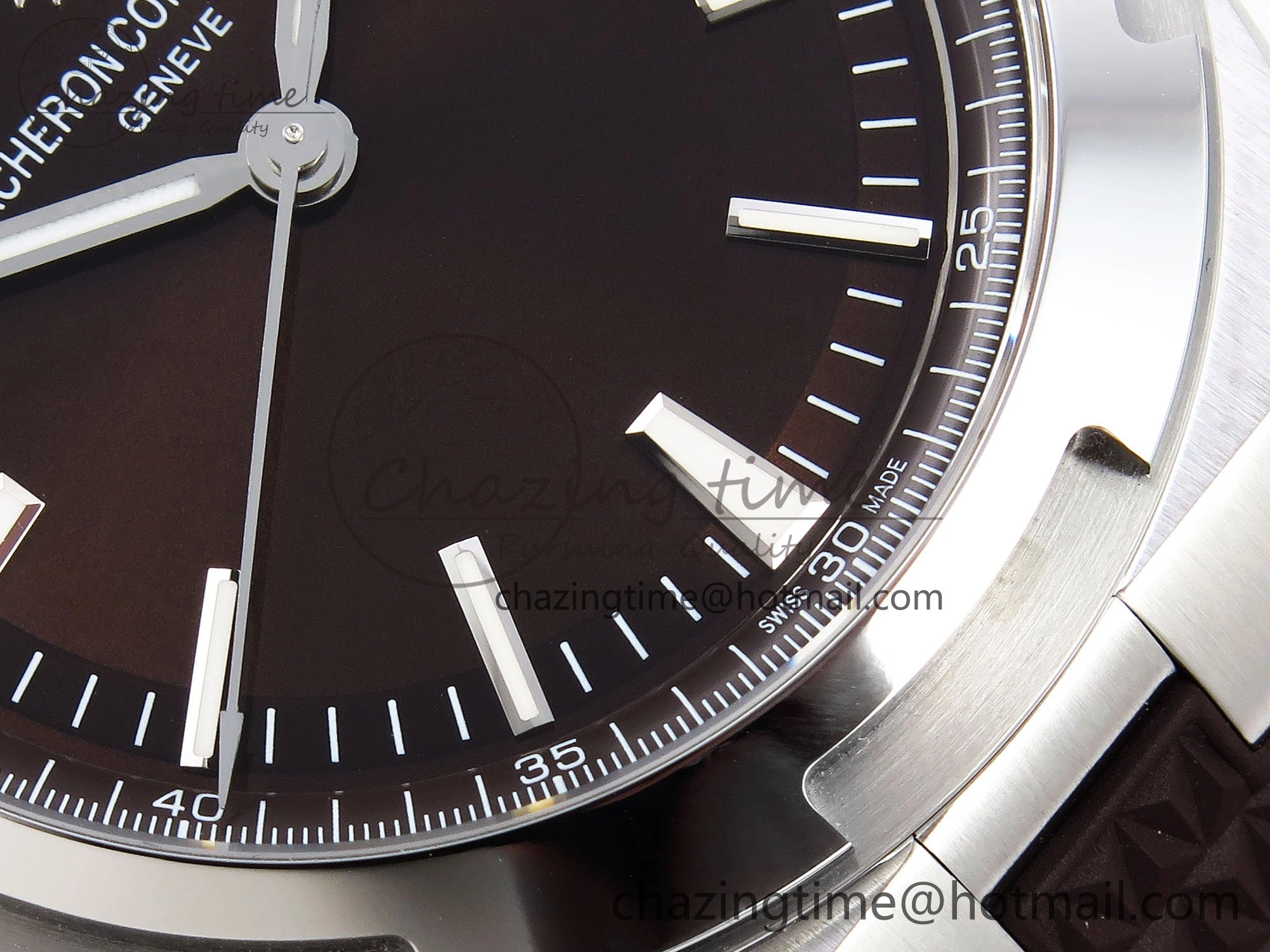 Overseas 4500V SS MKSF 1:1 Best Edition Brown Dial on Brown Rubber Strap A5100