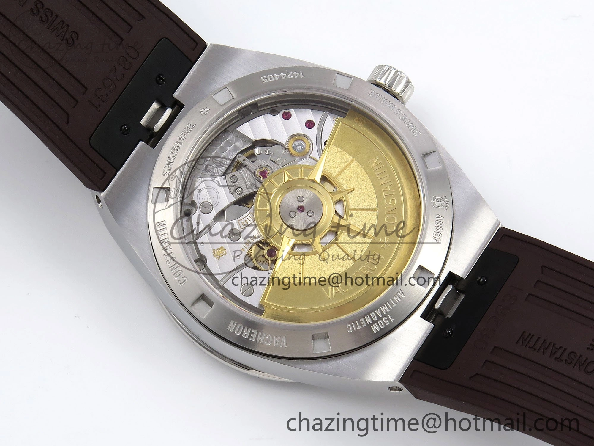 Overseas 4500V SS MKSF 1:1 Best Edition Brown Dial on Brown Rubber Strap A5100