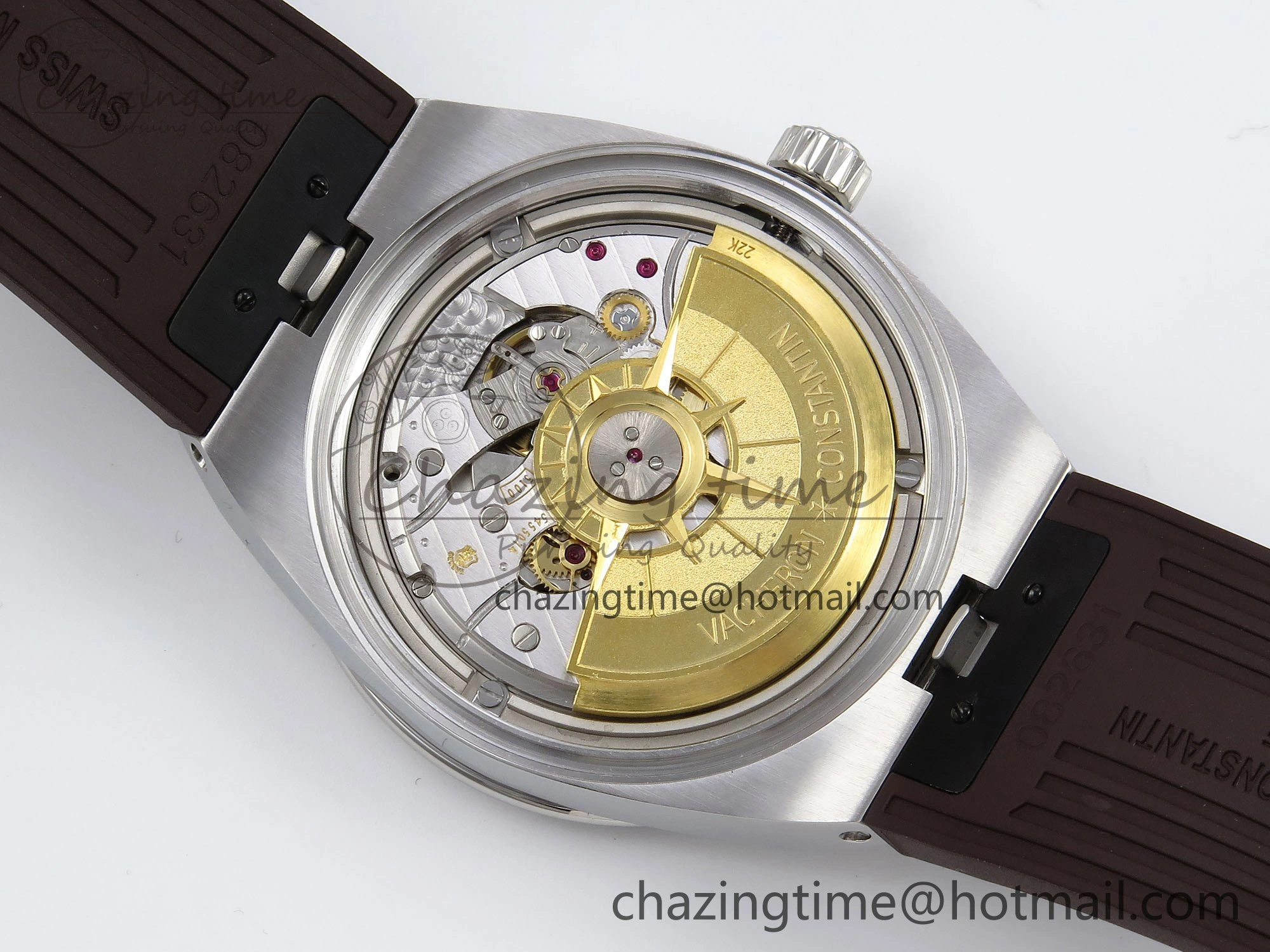 Overseas 4500V SS MKSF 1:1 Best Edition Brown Dial on Brown Rubber Strap A5100