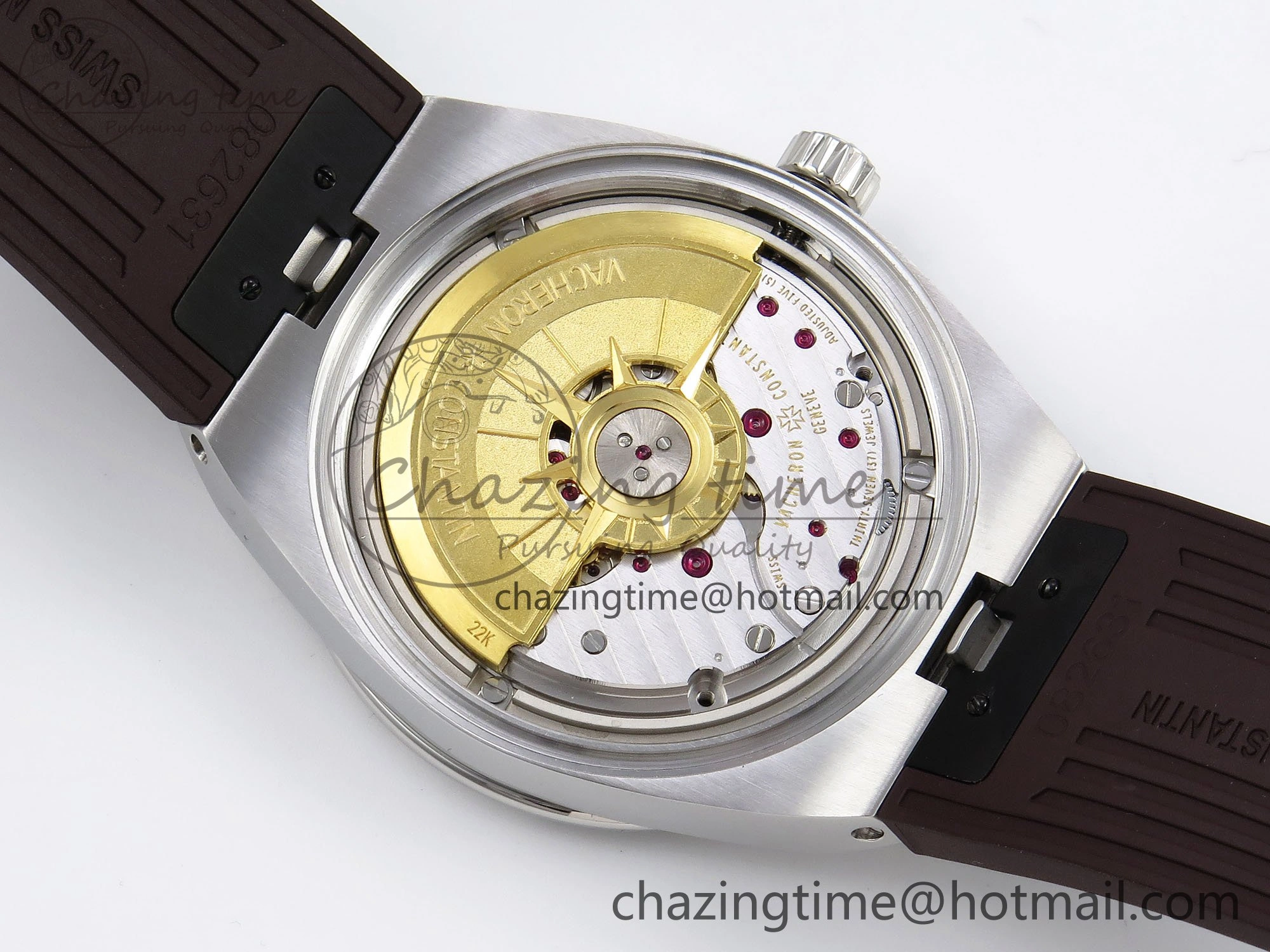 Overseas 4500V SS MKSF 1:1 Best Edition Brown Dial on Brown Rubber Strap A5100