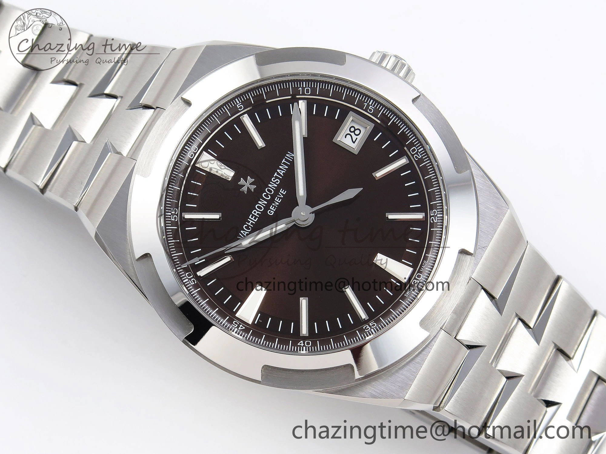 Overseas 4500V SS MKSF 1:1 Best Edition Brown Dial on SS Bracelet A5100