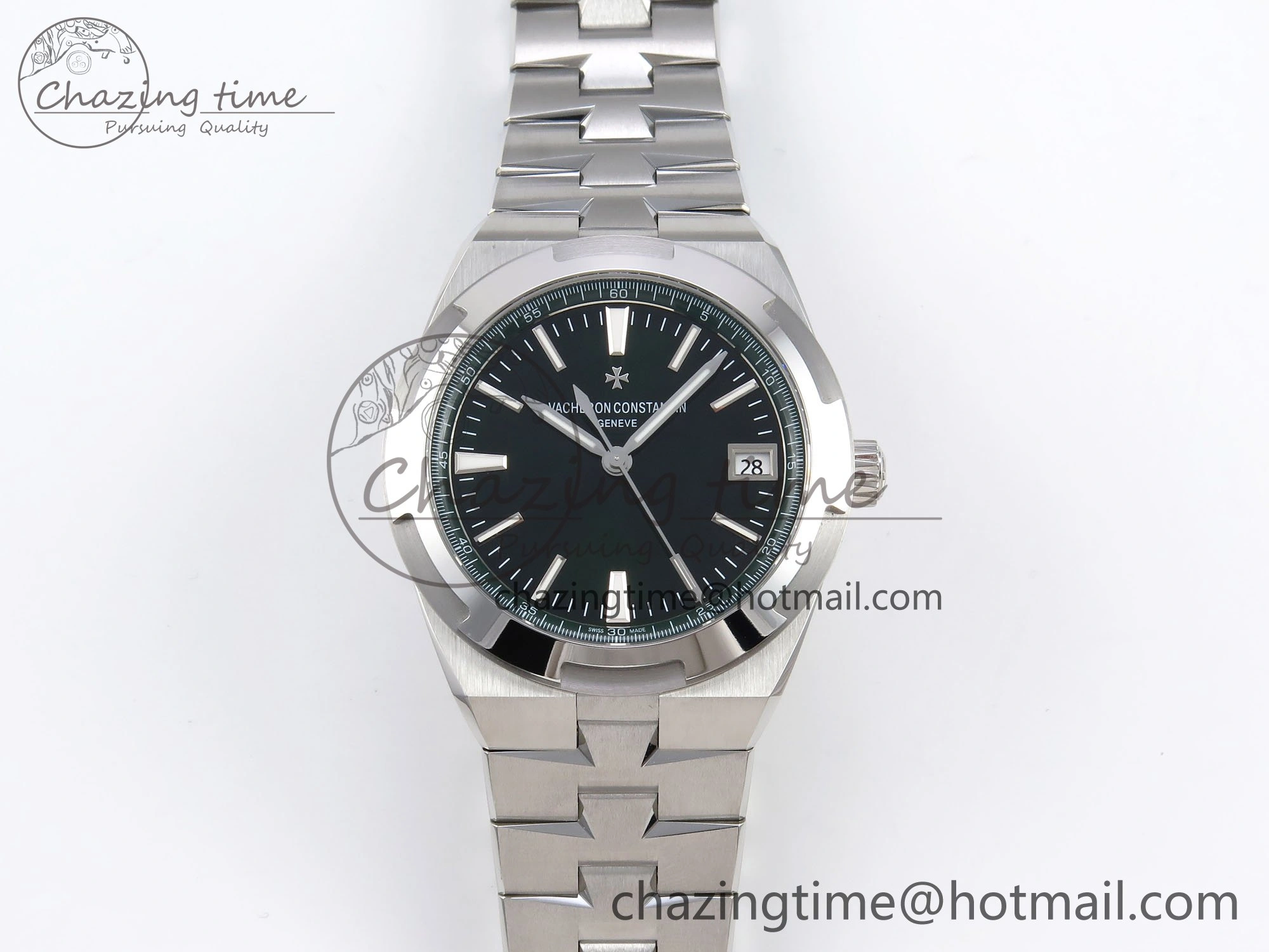Overseas 4500V SS MKSF 1:1 Best Edition Green Dial on SS Bracelet A5100