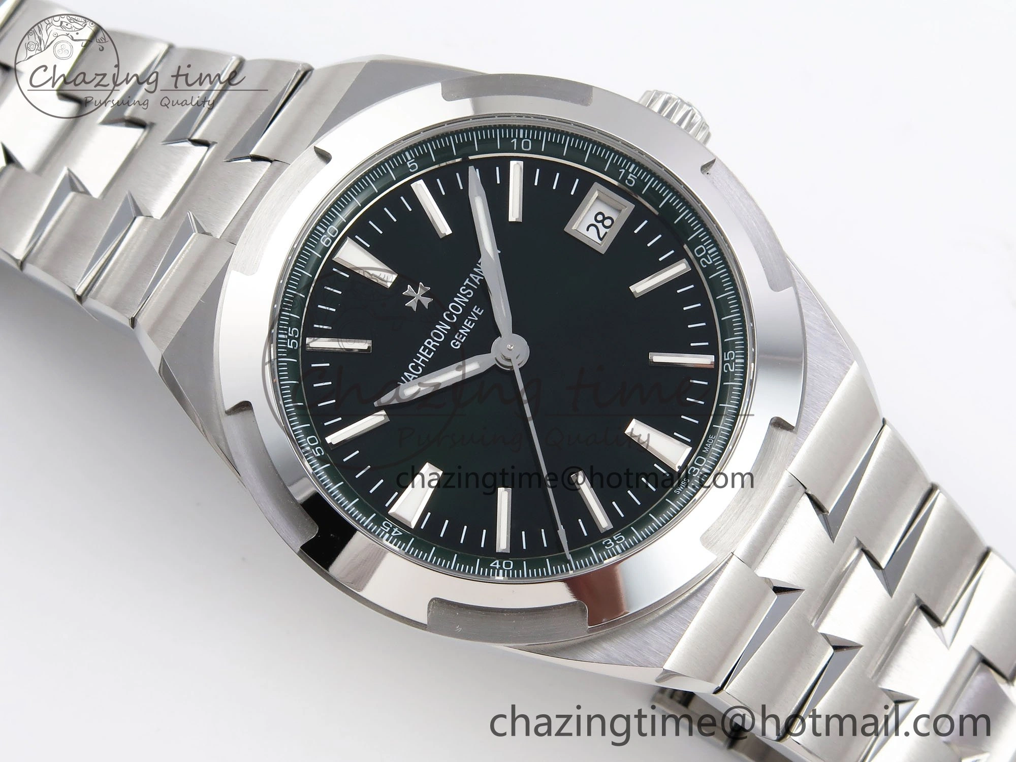 Overseas 4500V SS MKSF 1:1 Best Edition Green Dial on SS Bracelet A5100