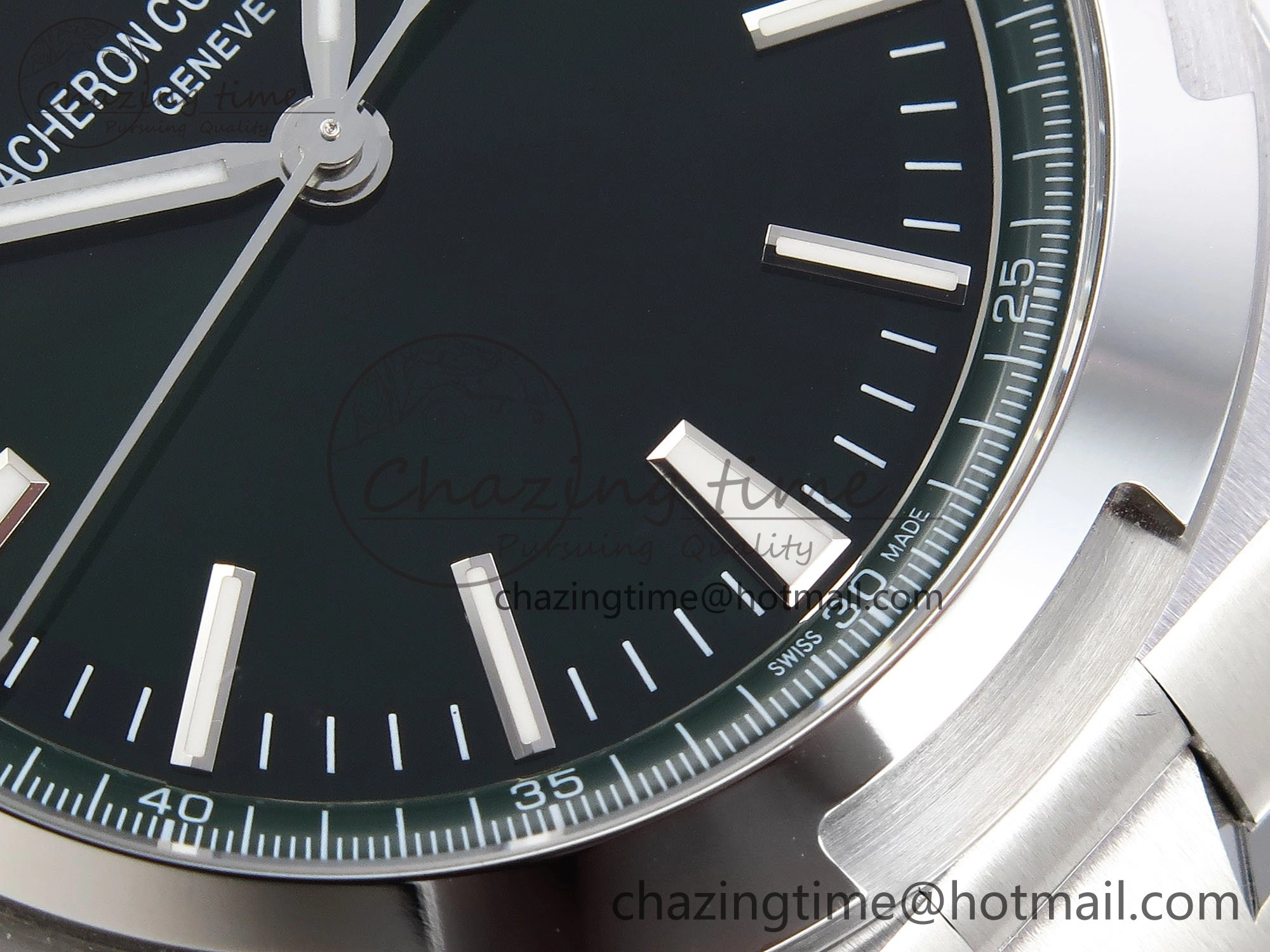Overseas 4500V SS MKSF 1:1 Best Edition Green Dial on SS Bracelet A5100