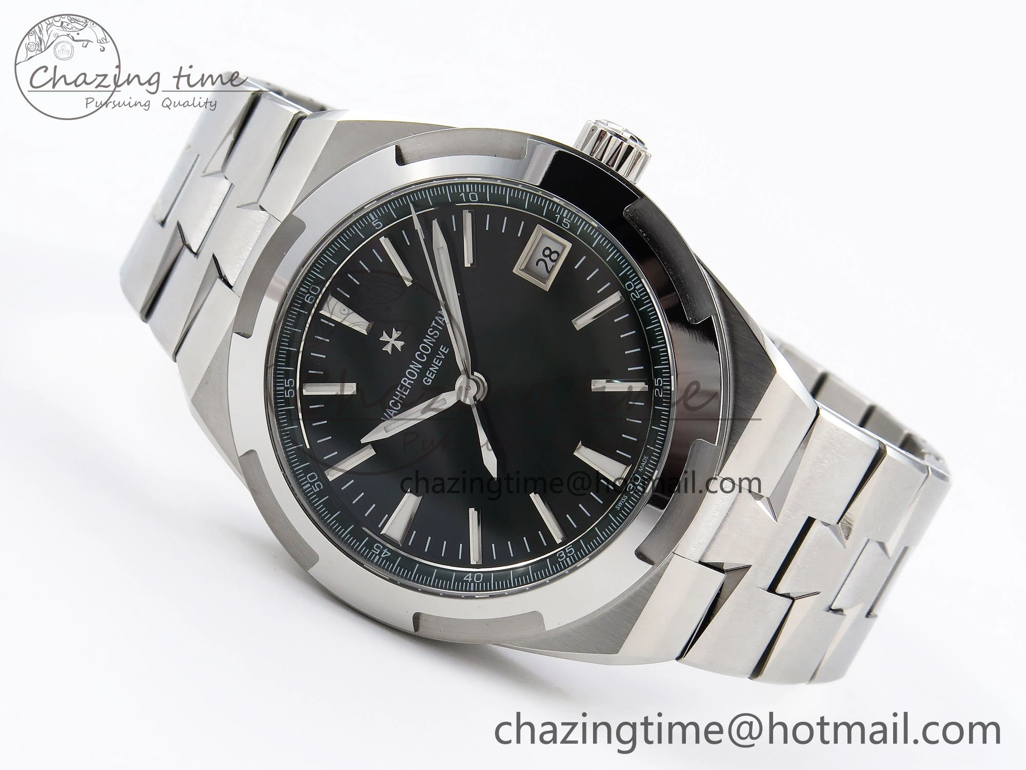 Overseas 4500V SS MKSF 1:1 Best Edition Green Dial on SS Bracelet A5100