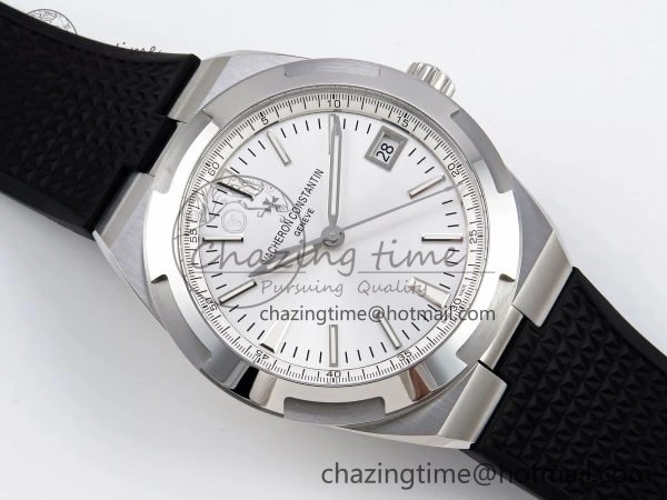 Overseas 4500V SS MKSF 1:1 Best Edition White Dial on Black Rubber Strap A5100