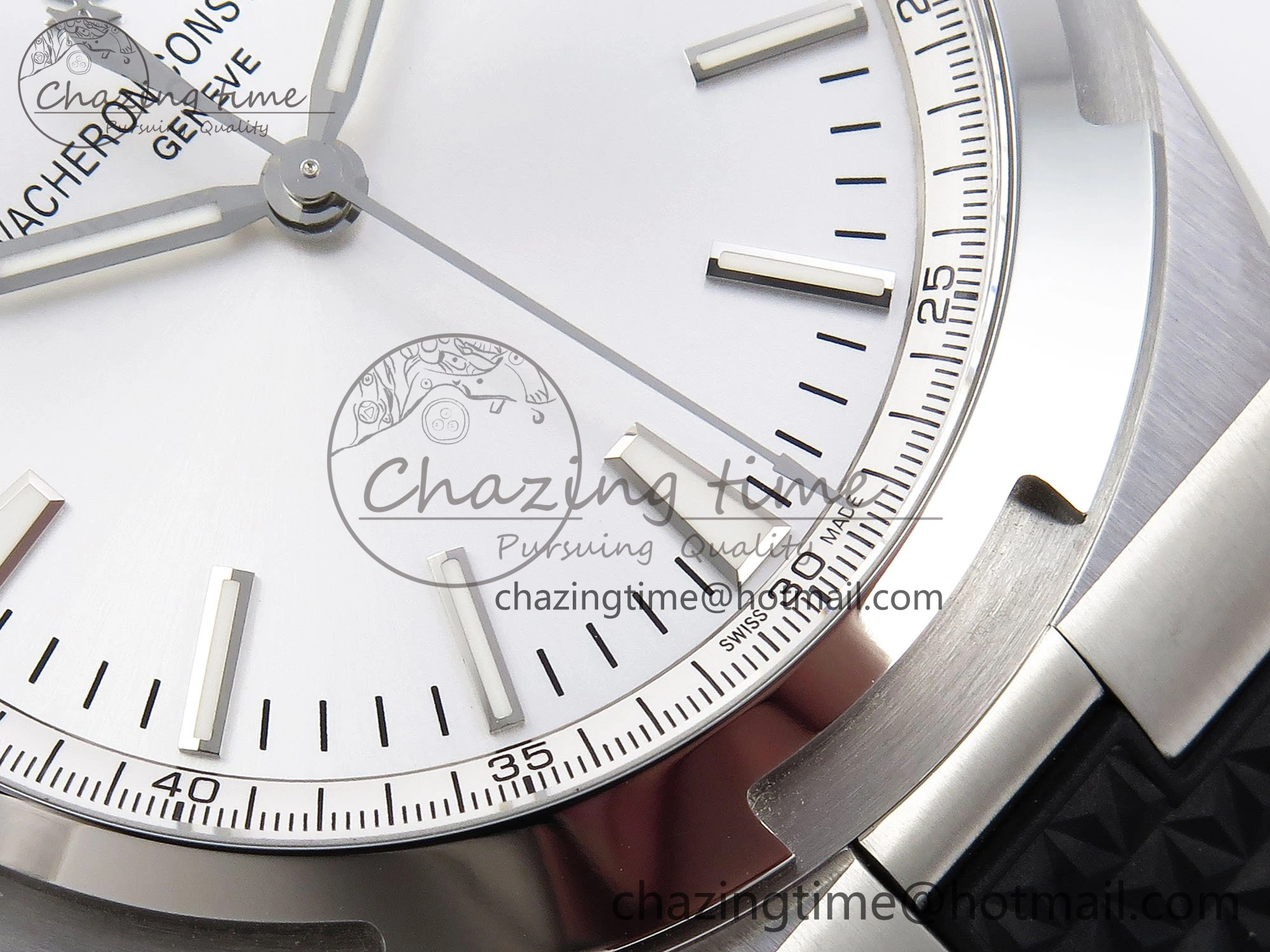 Overseas 4500V SS MKSF 1:1 Best Edition White Dial on Black Rubber Strap A5100