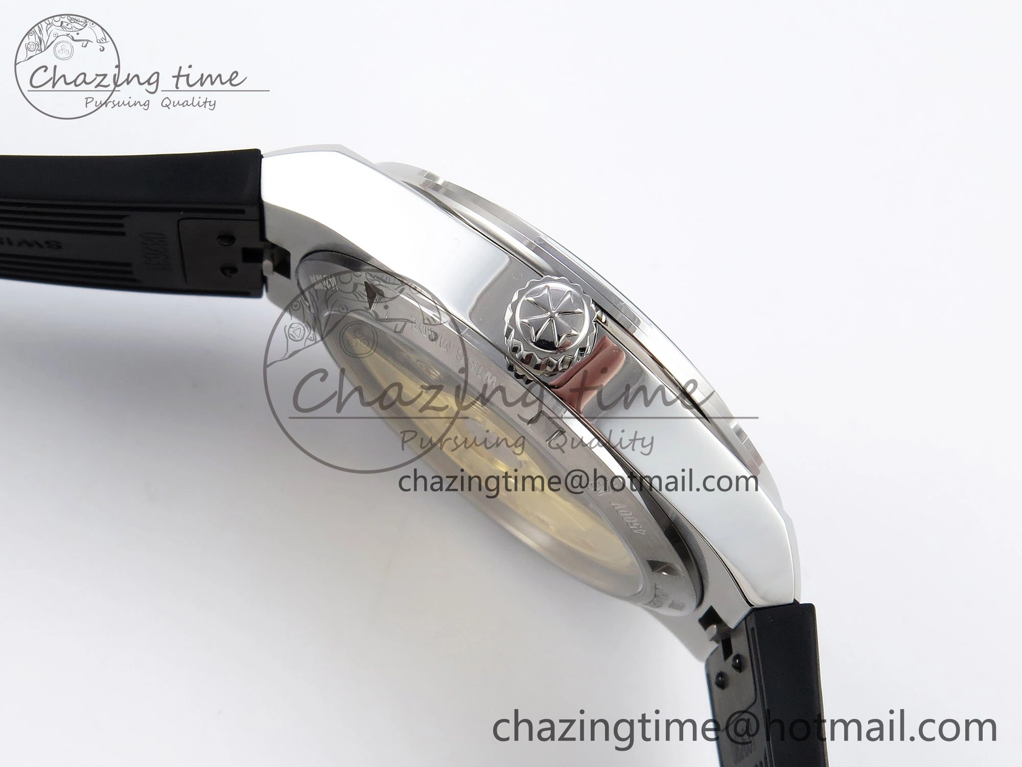 Overseas 4500V SS MKSF 1:1 Best Edition White Dial on Black Rubber Strap A5100