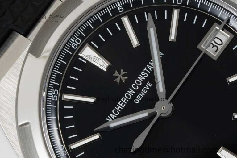 Overseas 4500V SS ZF 1:1 Best Edition Black Dial on Black Rubber Strap A5100