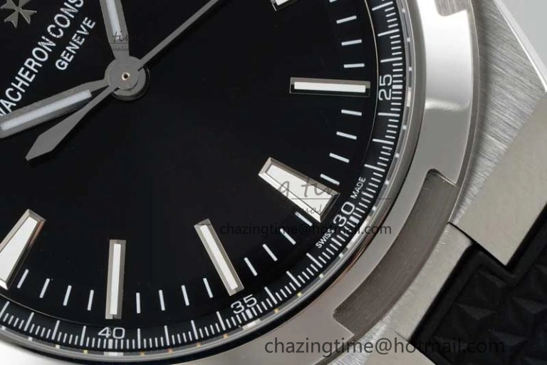Overseas 4500V SS ZF 1:1 Best Edition Black Dial on Black Rubber Strap A5100