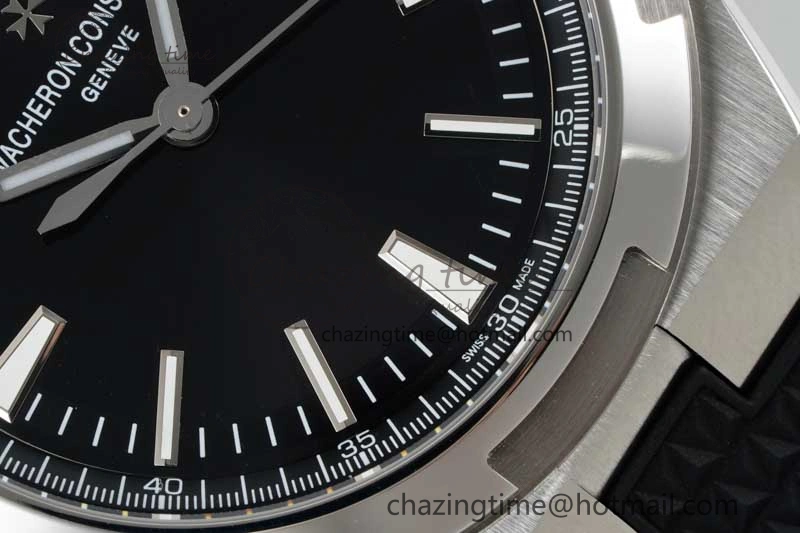 Overseas 4500V SS ZF 1:1 Best Edition Black Dial on Black Rubber Strap A5100