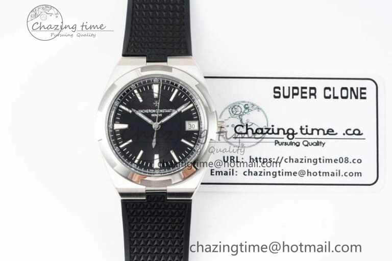 Overseas 4500V SS ZF 1:1 Best Edition Black Dial on Black Rubber Strap A5100