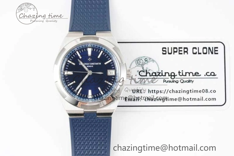 Overseas 4500V SS ZF 1:1 Best Edition Blue Dial on Blue Rubber Strap A5100