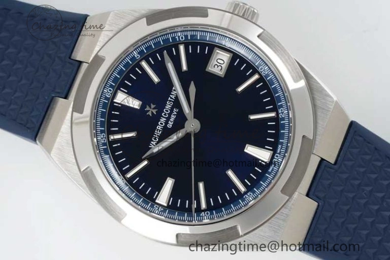 Overseas 4500V SS ZF 1:1 Best Edition Blue Dial on Blue Rubber Strap A5100