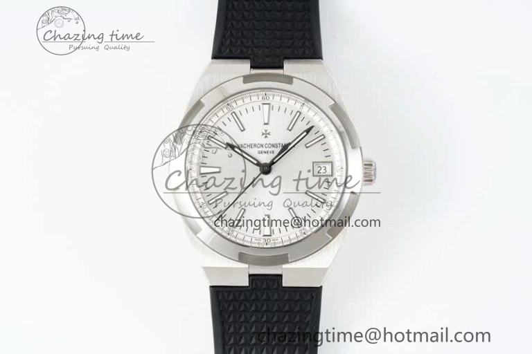 Overseas 4500V SS ZF 1:1 Best Edition Silver Dial on Black Rubber Strap A5100