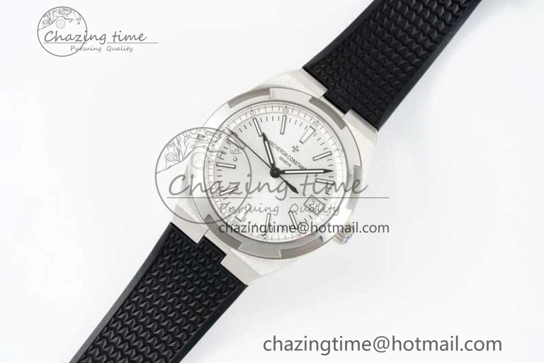 Overseas 4500V SS ZF 1:1 Best Edition Silver Dial on Black Rubber Strap A5100