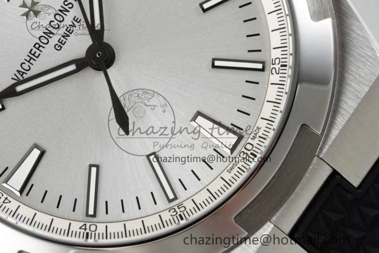 Overseas 4500V SS ZF 1:1 Best Edition Silver Dial on Black Rubber Strap A5100