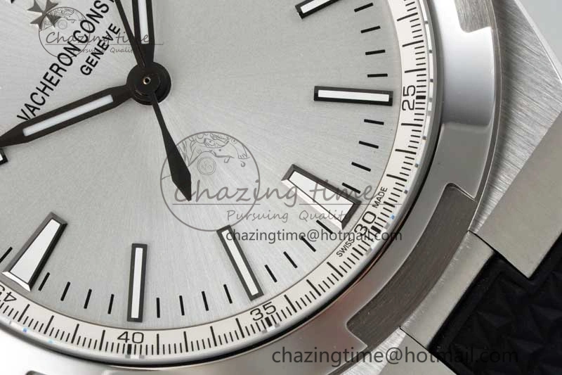 Overseas 4500V SS ZF 1:1 Best Edition Silver Dial on Black Rubber Strap A5100