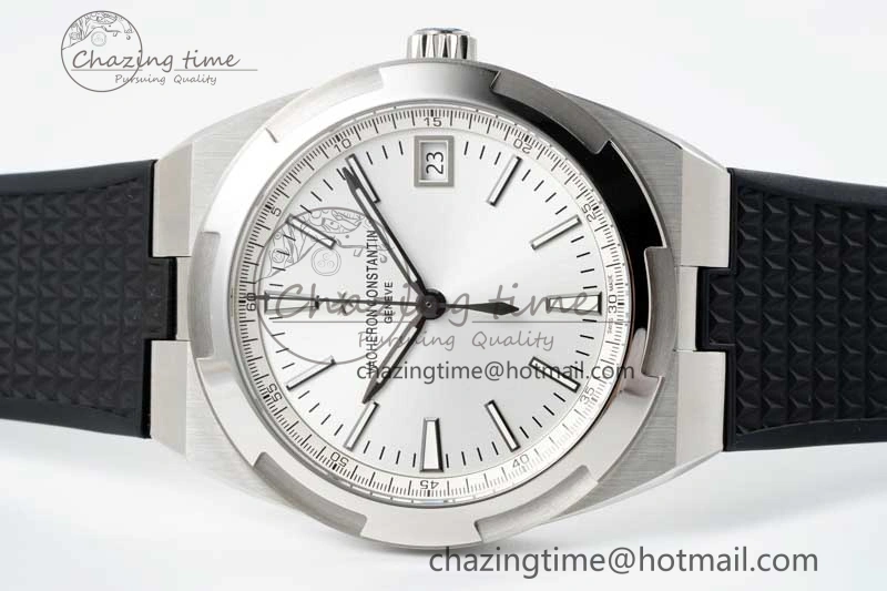 Overseas 4500V SS ZF 1:1 Best Edition Silver Dial on Black Rubber Strap A5100