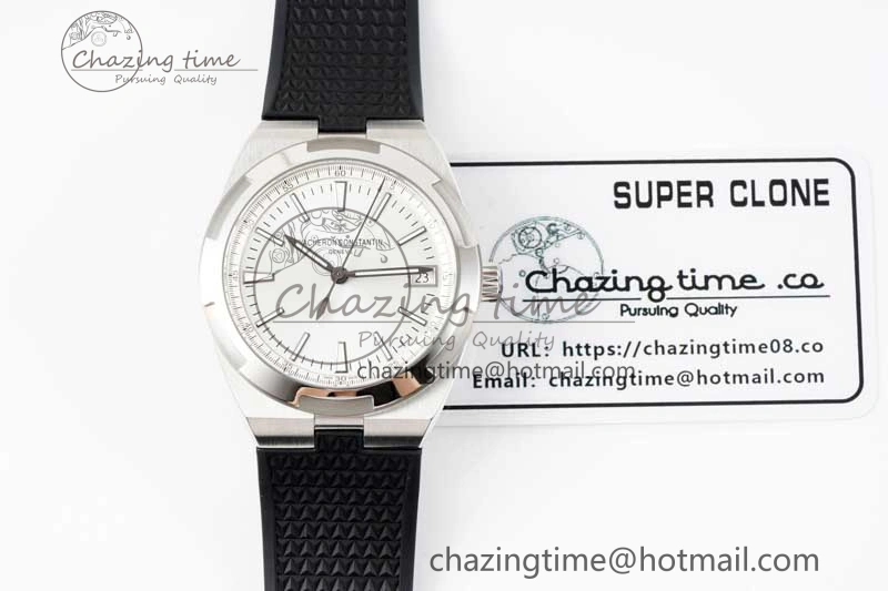 Overseas 4500V SS ZF 1:1 Best Edition Silver Dial on Black Rubber Strap A5100