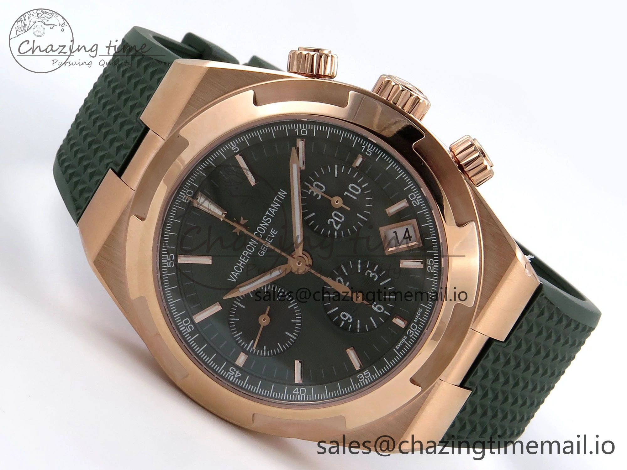 Overseas 4520V RG 8F Best Edition Green Dial On Green Rubber Strap A7750 Modified to A5200