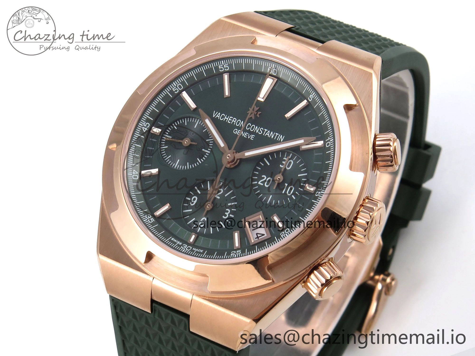 Overseas 4520V RG 8F Best Edition Green Dial On Green Rubber Strap A7750 Modified to A5200