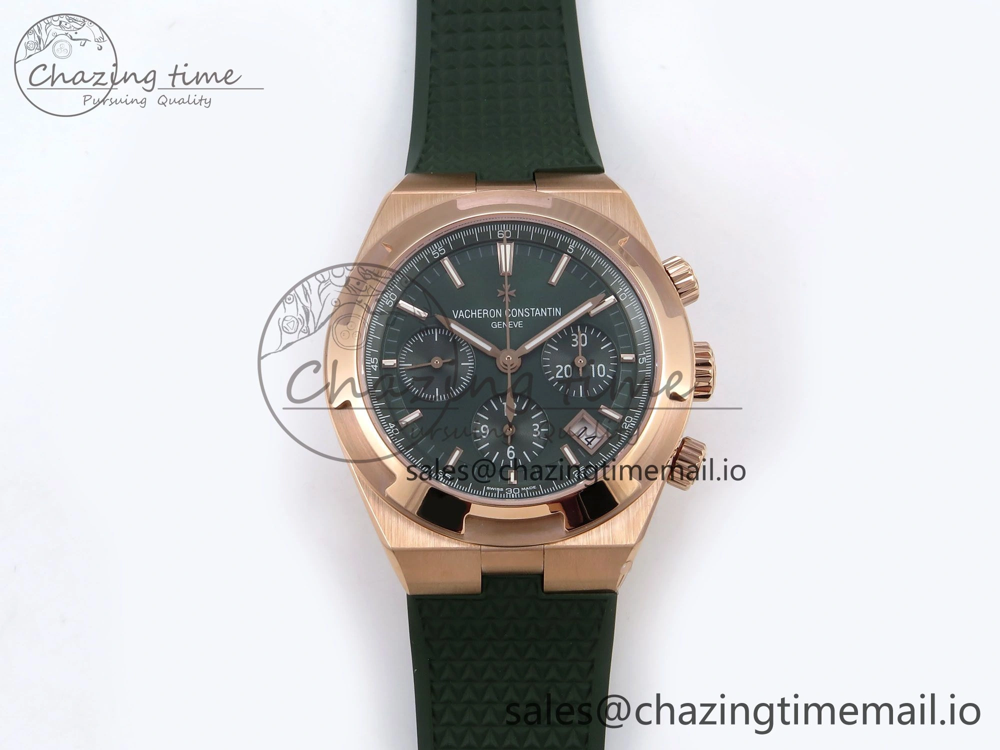 Overseas 4520V RG 8F Best Edition Green Dial On Green Rubber Strap A7750 Modified to A5200