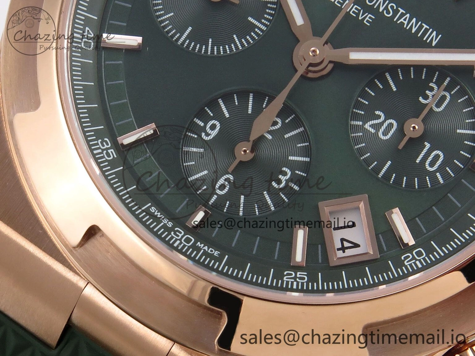 Overseas 4520V RG 8F Best Edition Green Dial On Green Rubber Strap A7750 Modified to A5200