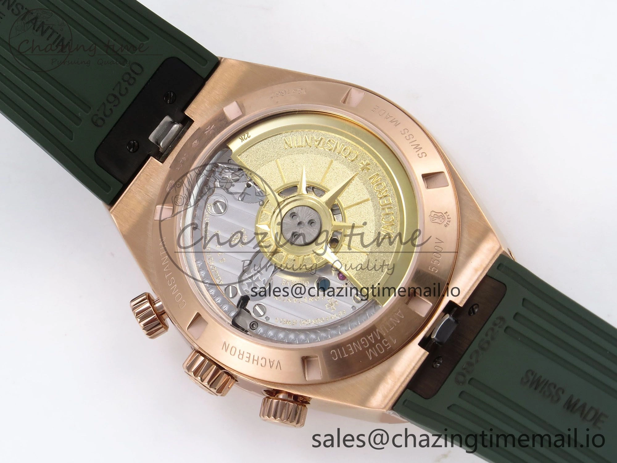 Overseas 4520V RG 8F Best Edition Green Dial On Green Rubber Strap A7750 Modified to A5200