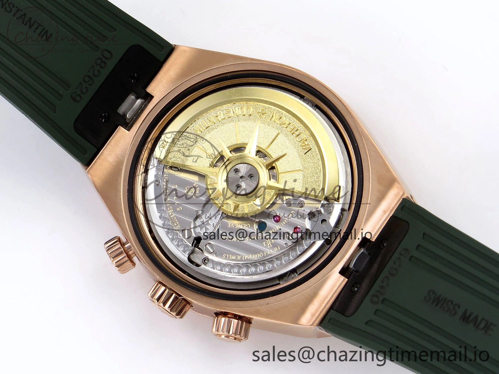 Overseas 4520V RG 8F Best Edition Green Dial On Green Rubber Strap A7750 Modified to A5200