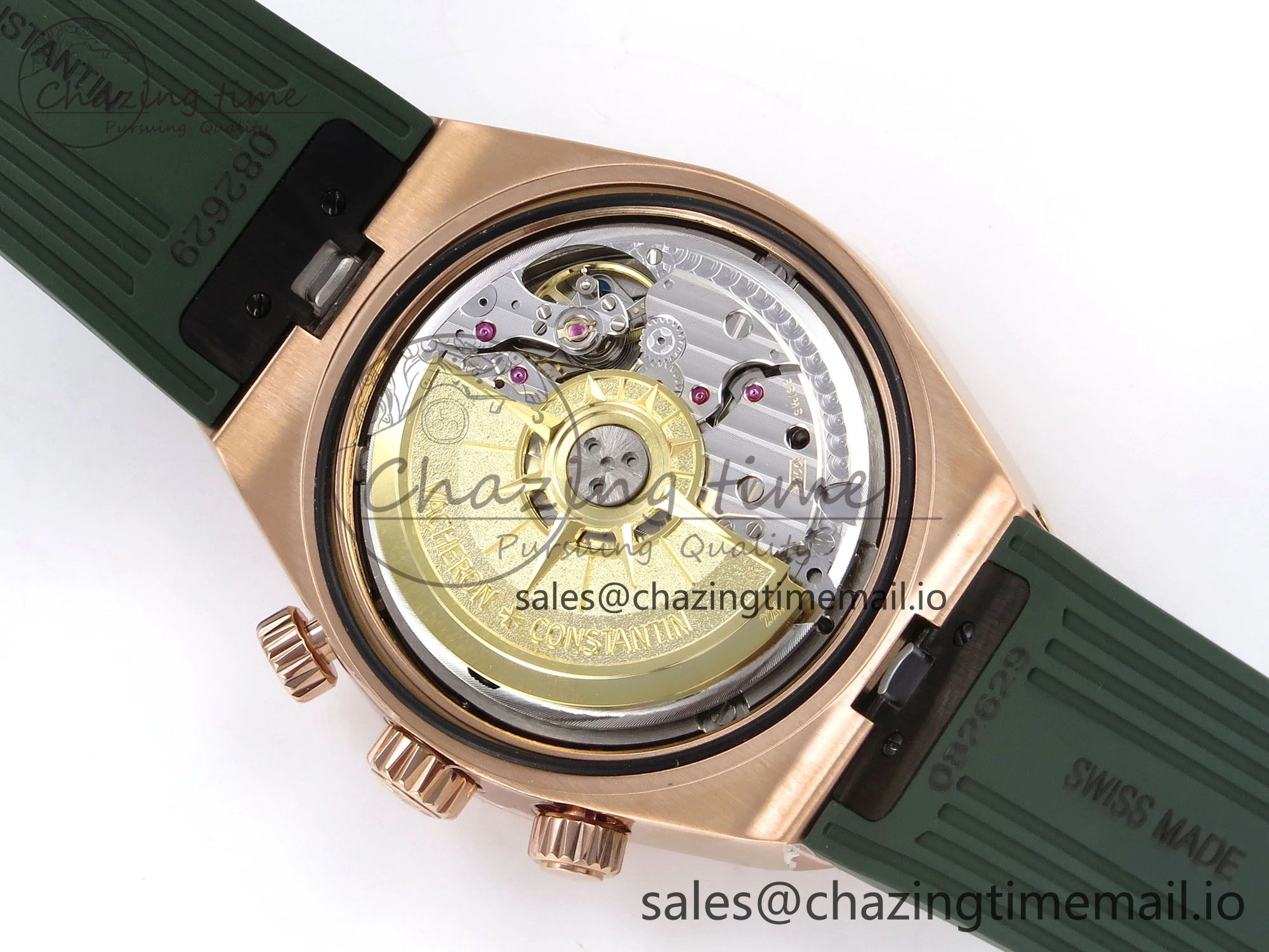 Overseas 4520V RG 8F Best Edition Green Dial On Green Rubber Strap A7750 Modified to A5200