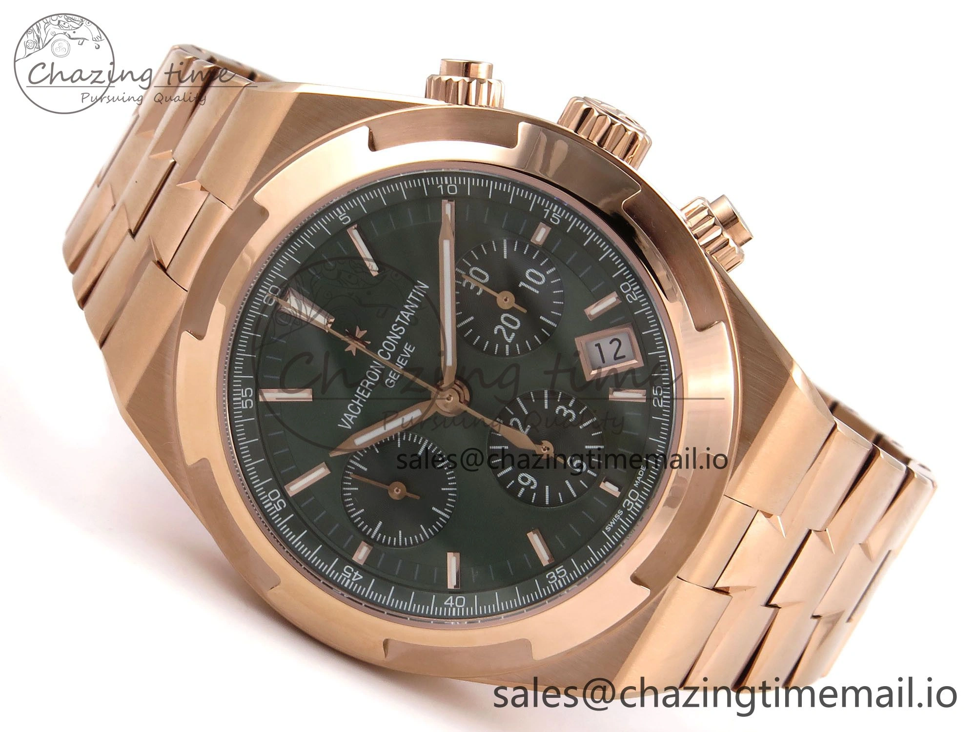 Overseas 4520V RG 8F Best Edition Green Dial On RG Bracelet A7750 Modified to A5200